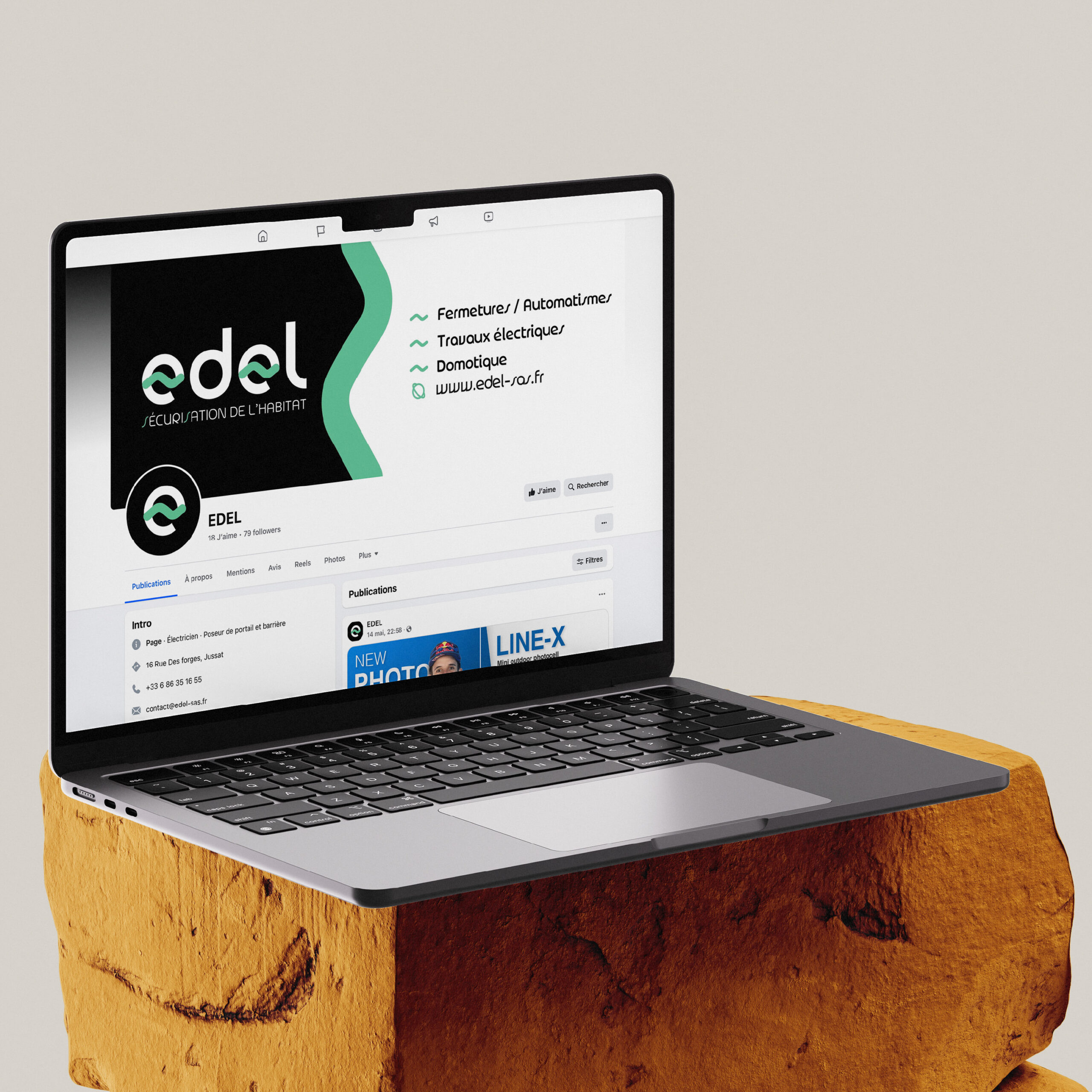 Design web pour la société EDEL. Création de la bannière facebook.