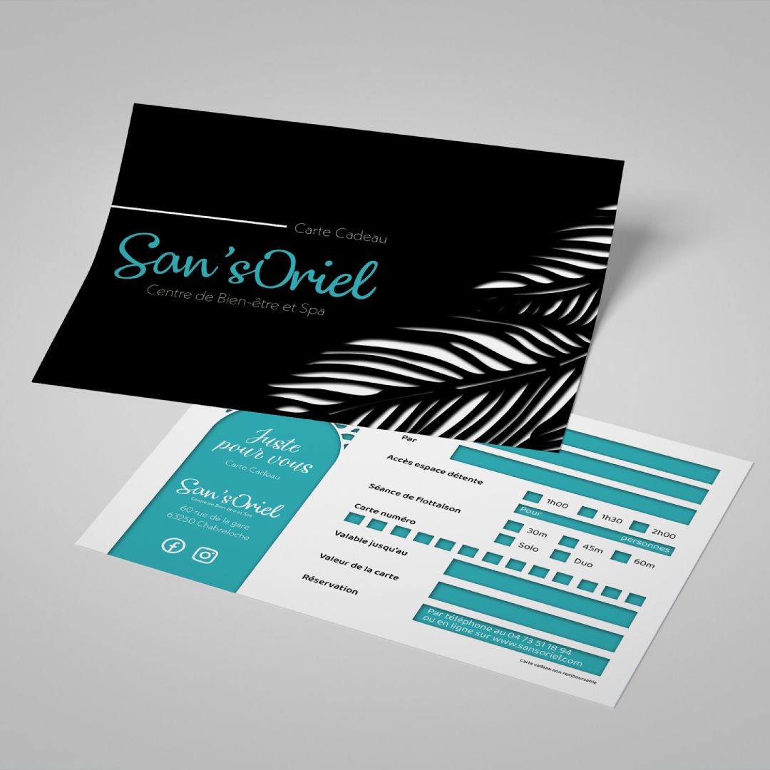 Supports imprimés : carte cadeau San'sOriel