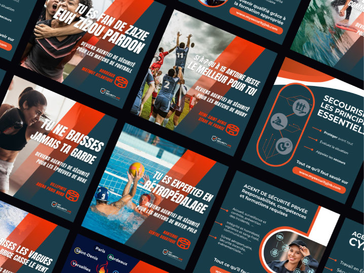 Design web en Auvergne : campagne publicitaire pour la société MSJ, avec des template de post facebook.