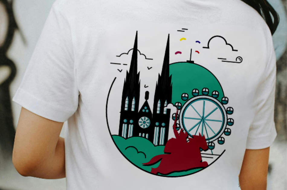 Graphiste print Clermont-Ferrand : design de t-shirt recto/verso sur la ville de Clermont-Ferrand.