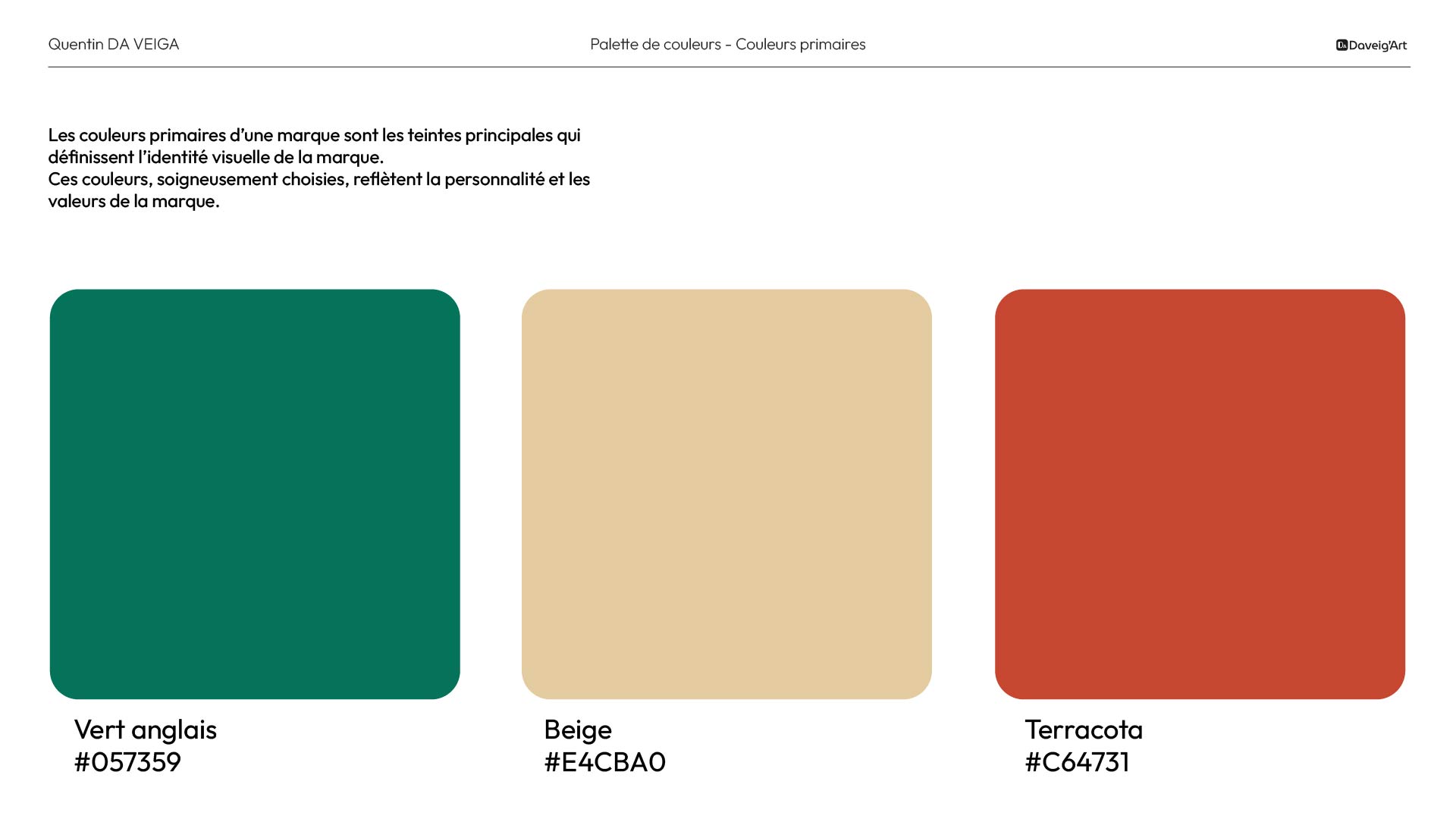 Création identité visuelle à Vichy : Charte graphique la Saigne, la palette de couleurs, couleur principales.