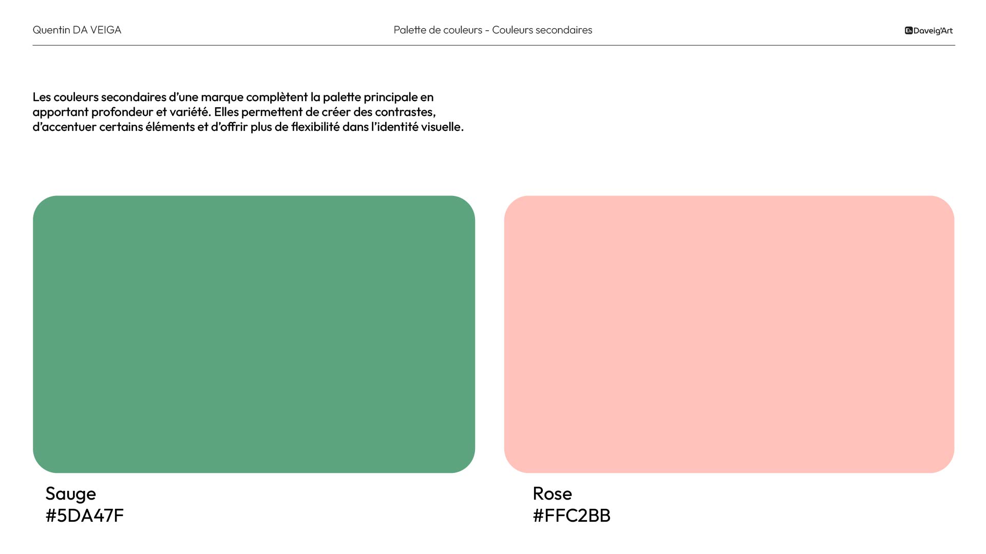 Création identité visuelle à Vichy : Charte graphique la Saigne, la palette de couleurs, couleurs secondaires.