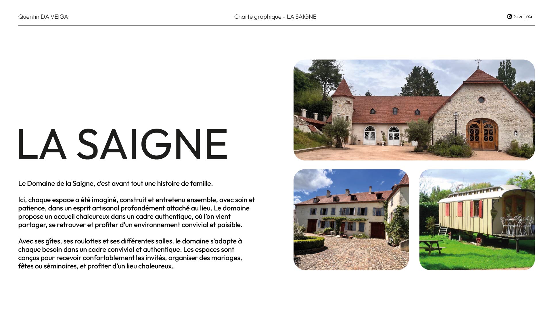 Création identité visuelle à Vichy : Charte graphique la Saigne, présentation de l'entreprise.