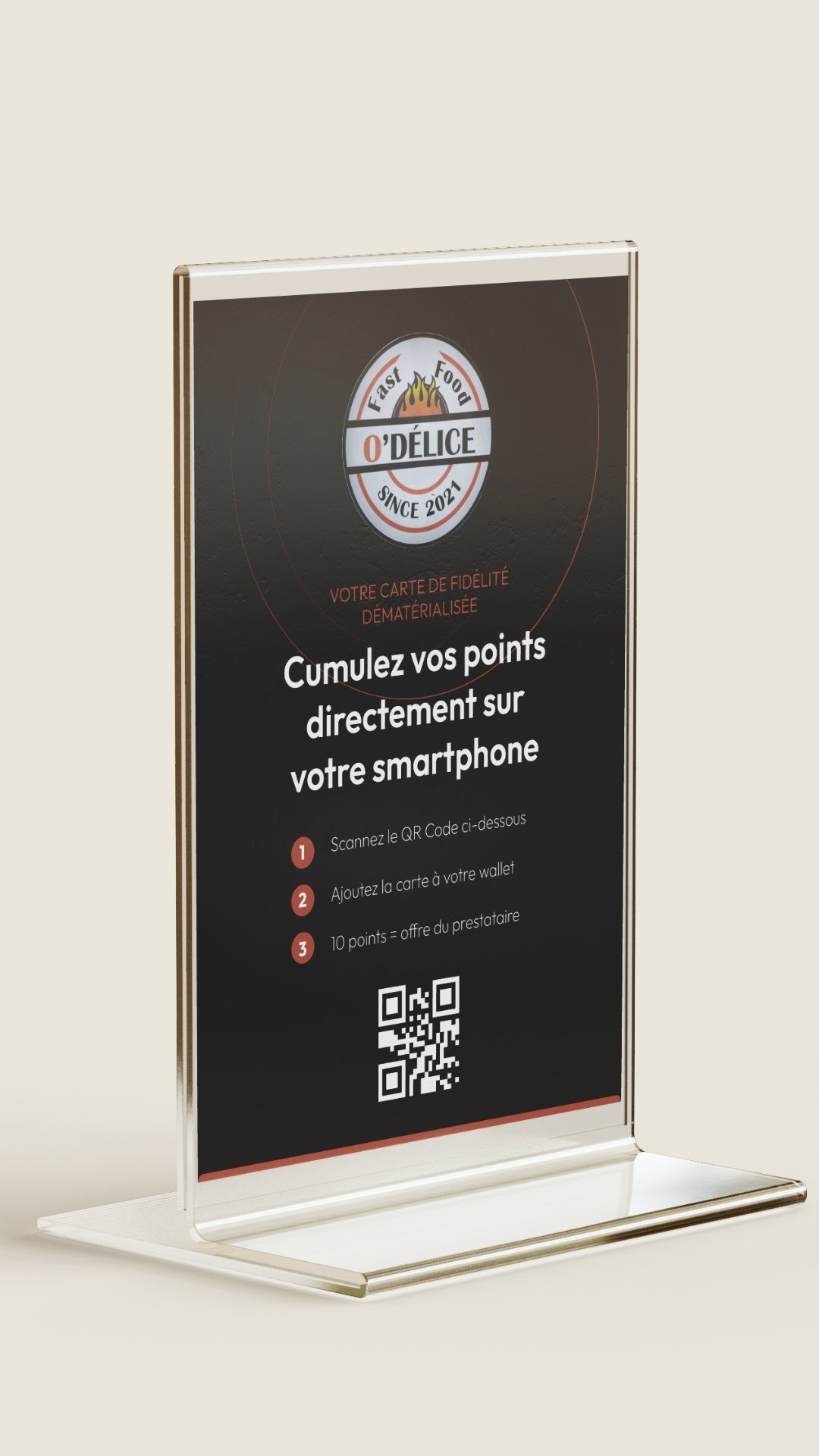 Flyer présentant la carte de fidélité à scanner pour O'Délice
