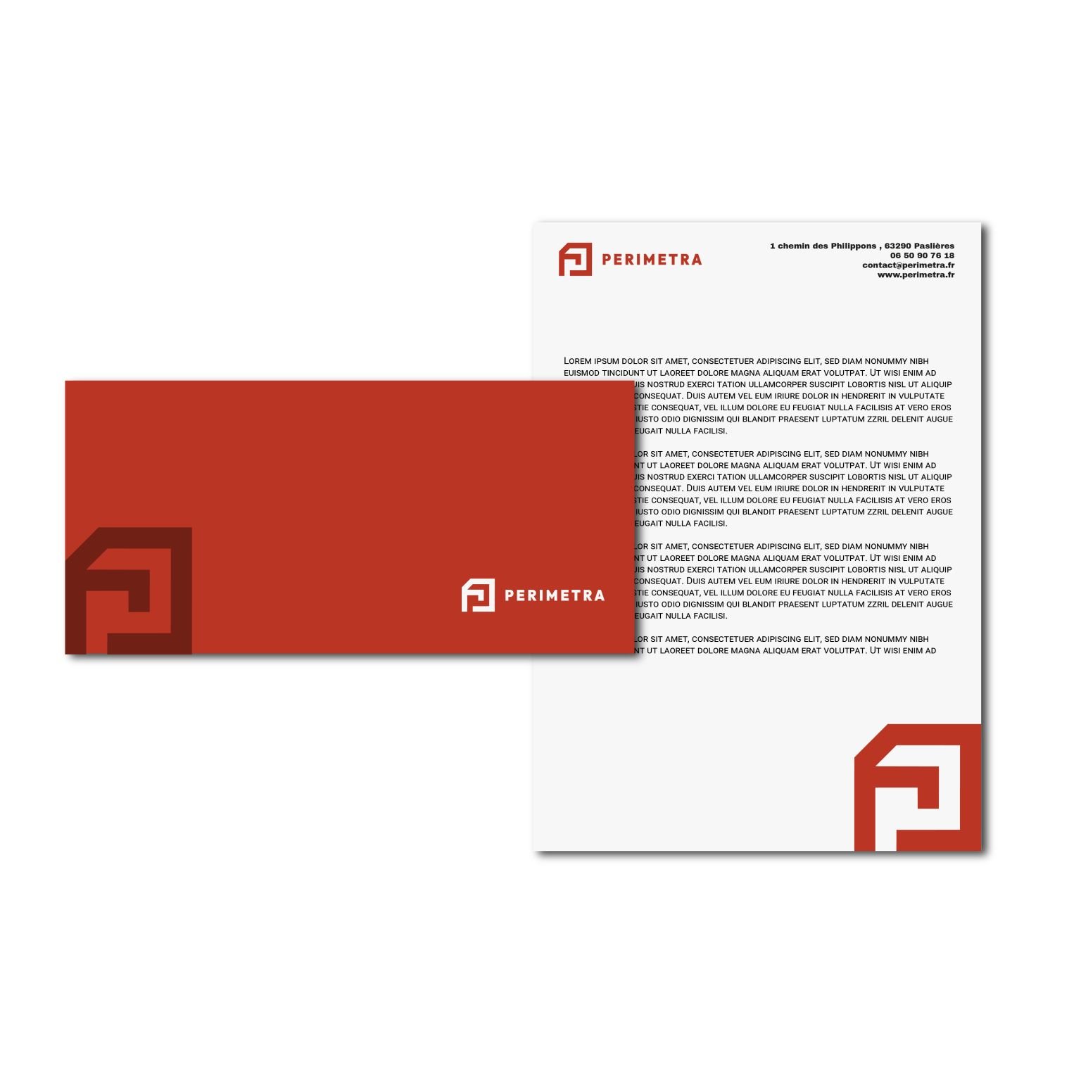 Graphiste logo : exemple de supports print Périmetra