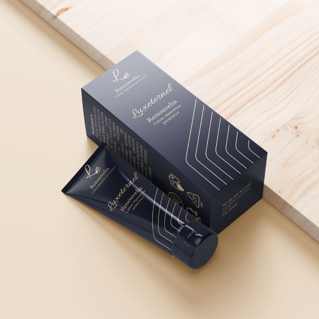 Packaging emballage avec tube pour la crème régénératrice Luxeternel.