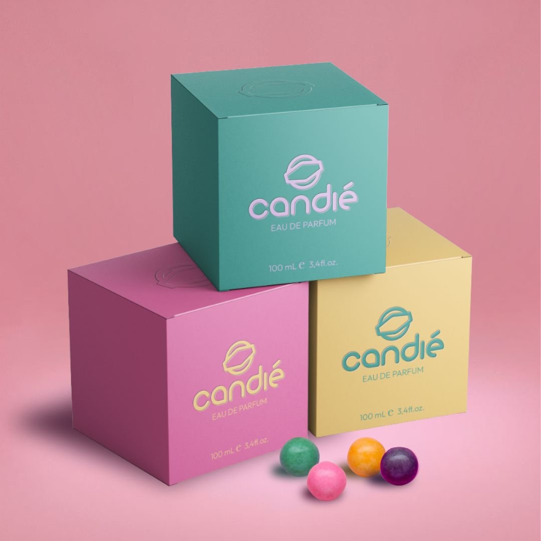 Packaging de boite de parfum de la marque Candié.