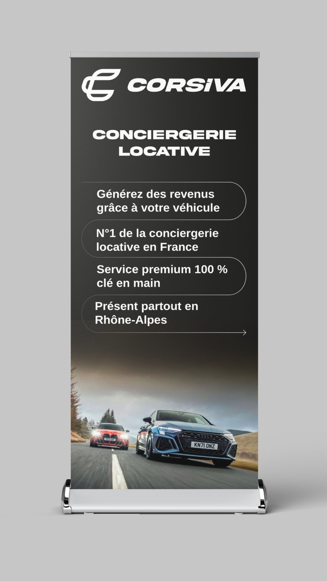 Kakémono d'exposition pour l'entreprise Corsiva