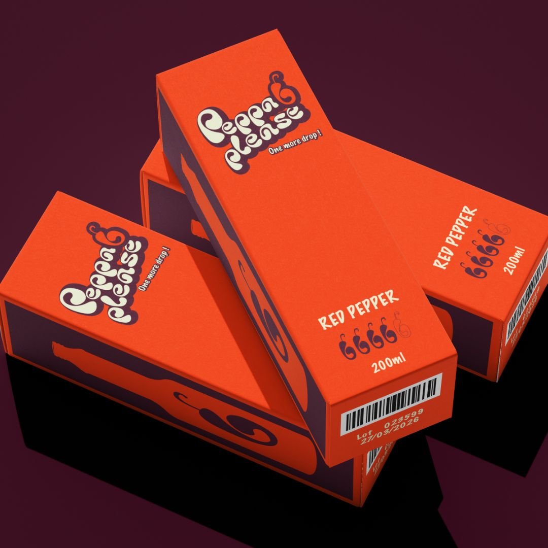Packaging pour les sauces piquante Peppa Please.