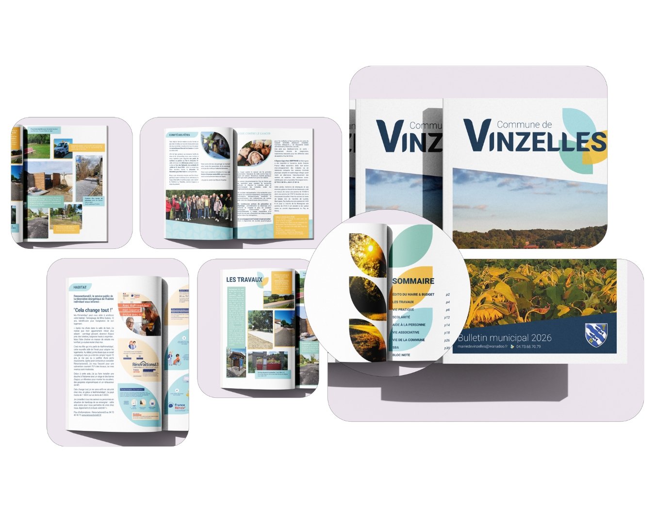 Bulletin municipal pour la mairie de Vinzelles. Design, mise en page et gestion de l'impression.
