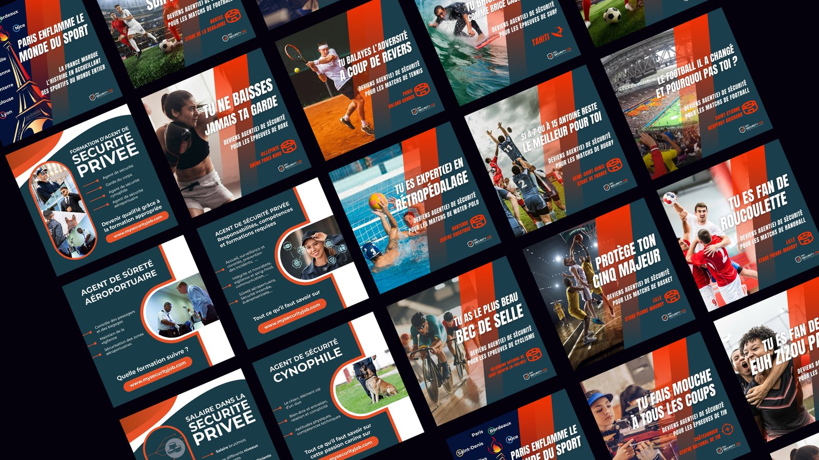 Templates de pots facebook et linkedin pour la société My Security Job.